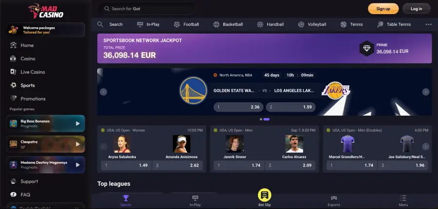 Formulaire de récupération du mot de passe Mad casino avec vérification par code email